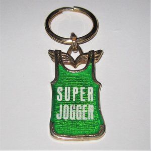 Vintage Keychain " Super Jogger"  Runner Running Track Cross Country Marathon 5K